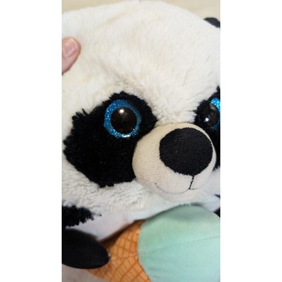 HUG FUN Round Animal 9" Panda Plush Stuffed with Ice Cream Cone Hard Eyes - Picture 8 of 8
